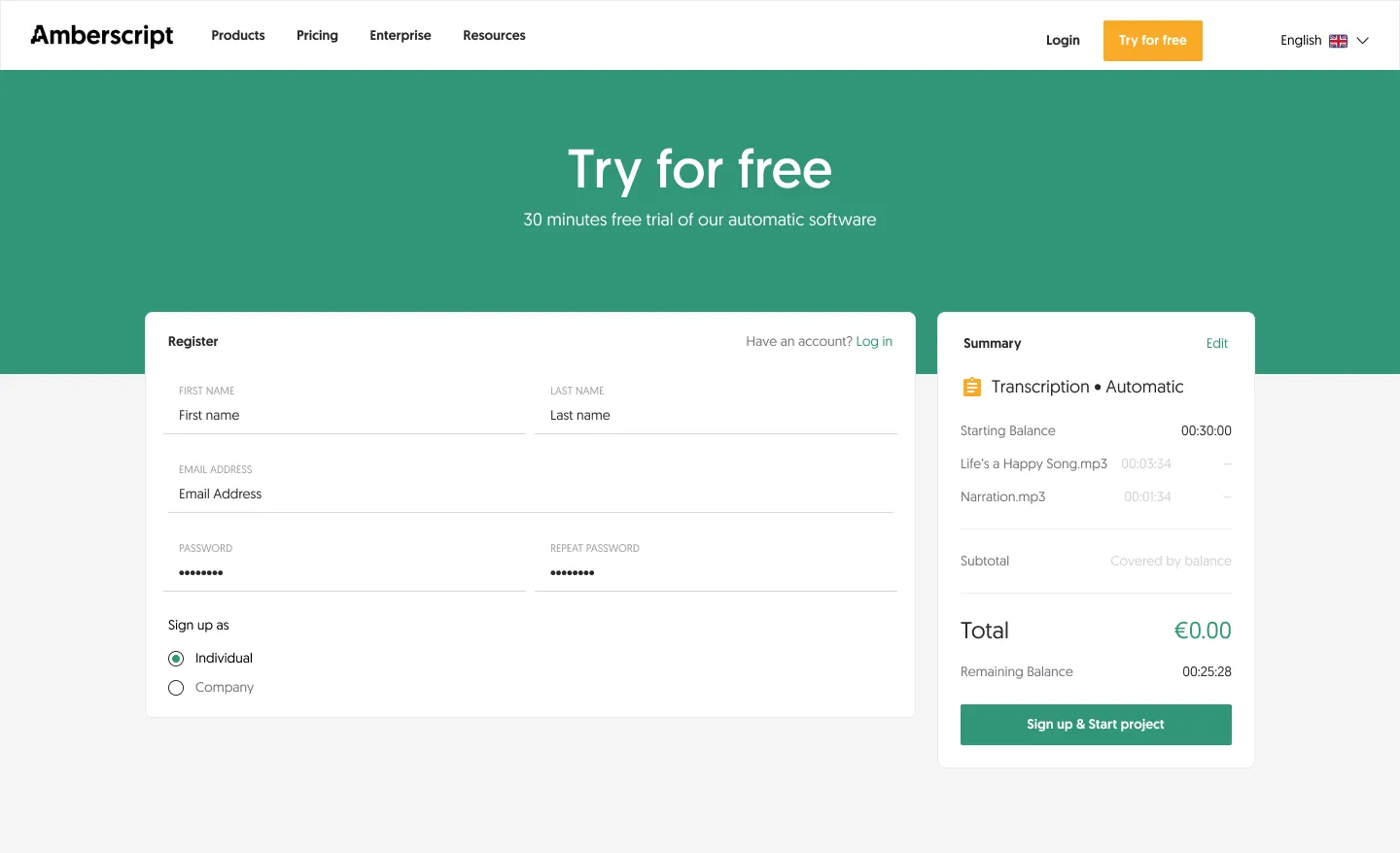 Free trial flow