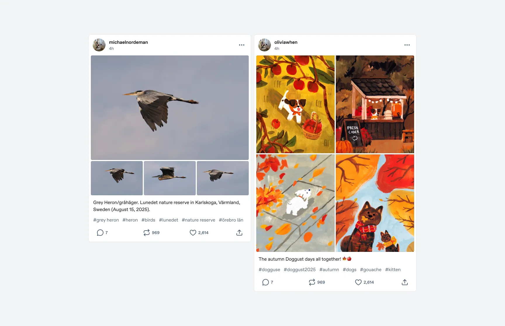 The split footer on posts with image grids