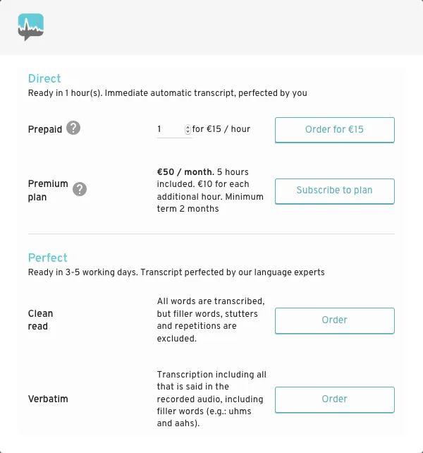 Subscription view with hidden prices