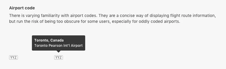 Airport code widget