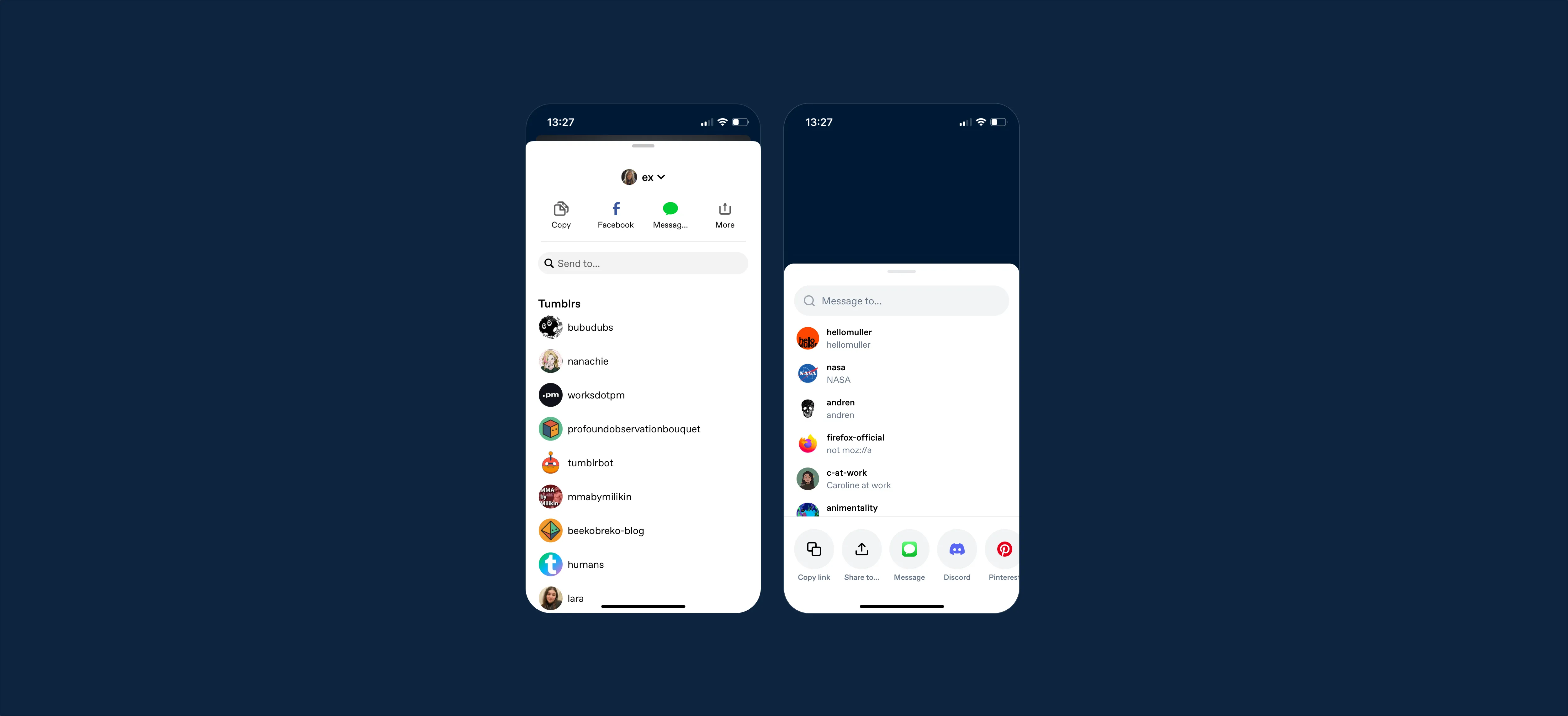 Before and after share sheet on mobile