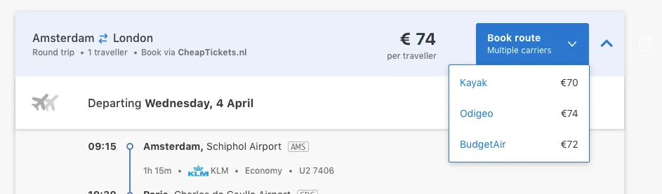 External booking link with multiple options