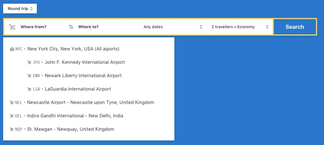 Autocomplete dropdown