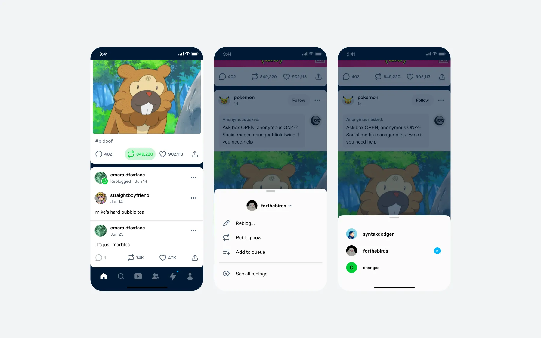 Reblog Menu on mobile