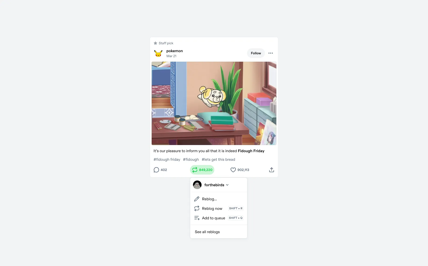 Reblog Menu on desktop