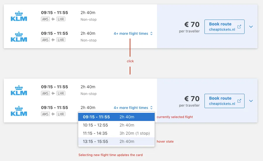 Multiple time options