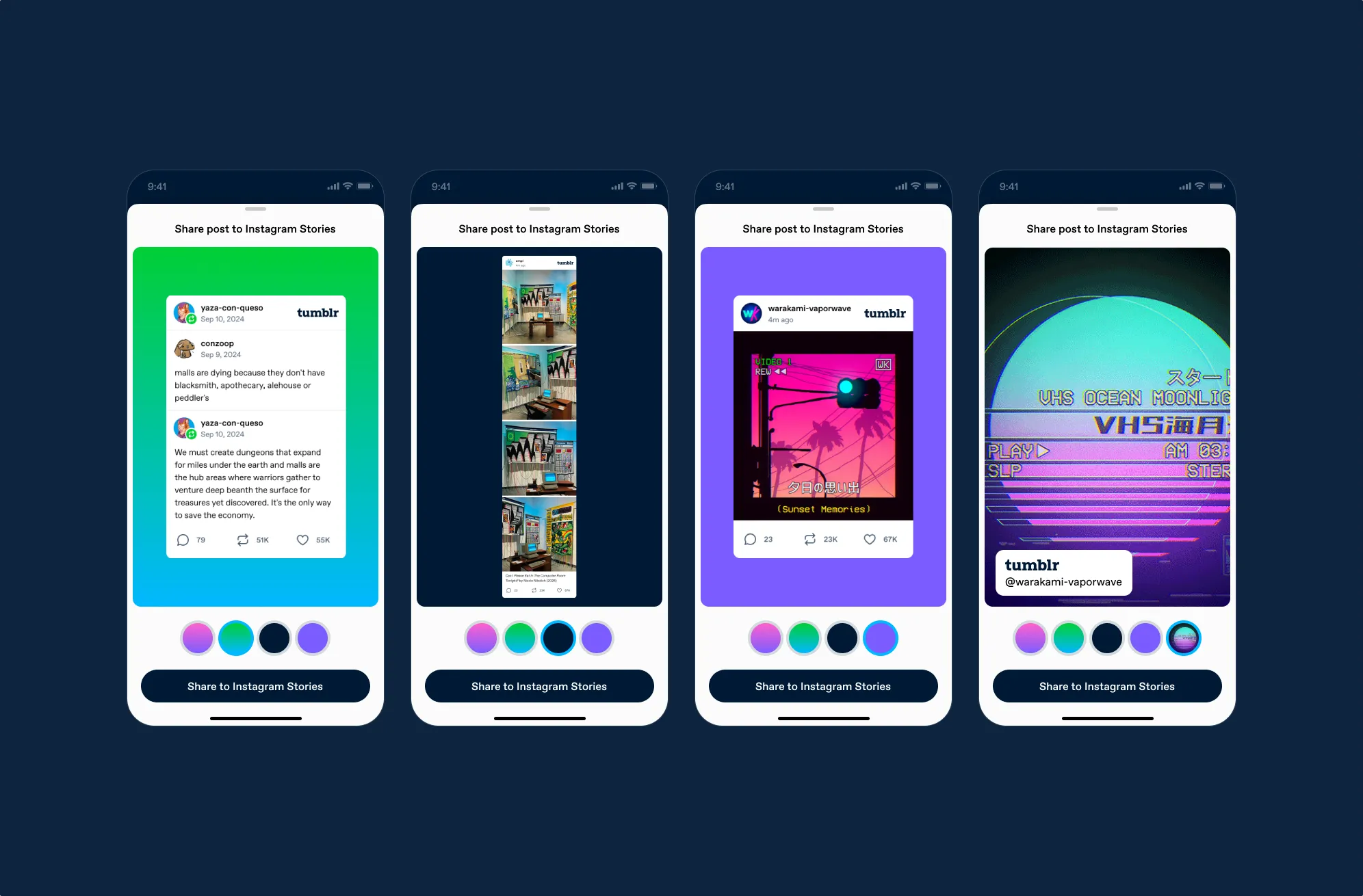 Background color variations for Instagram Stories