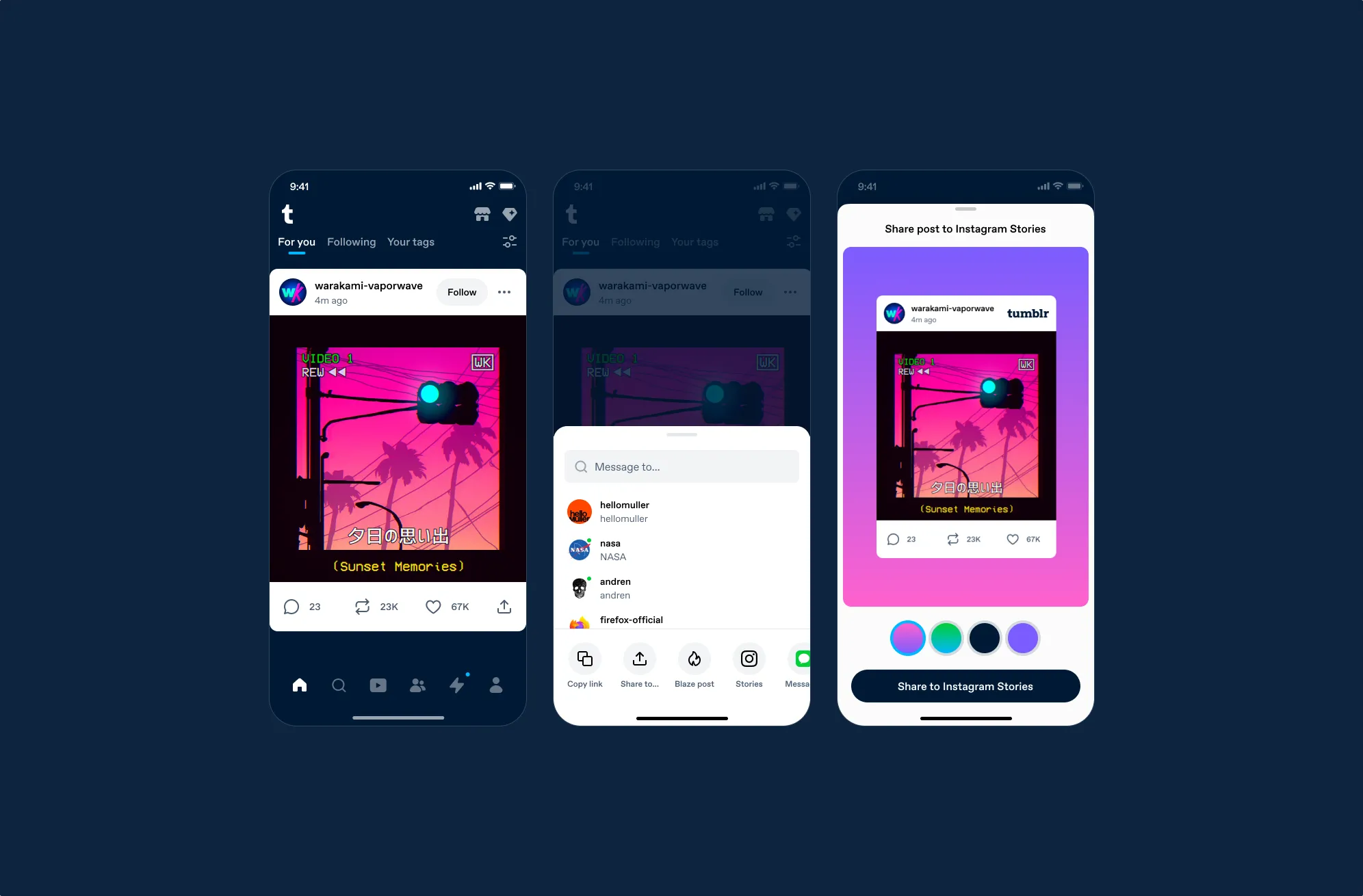 Instagram Stories sharing flow