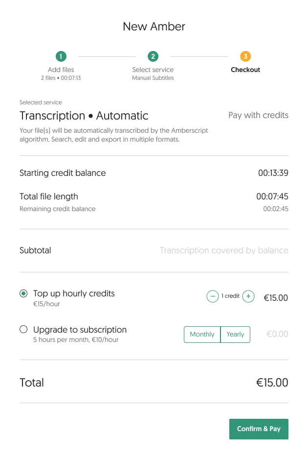 Checkout summary with credit options