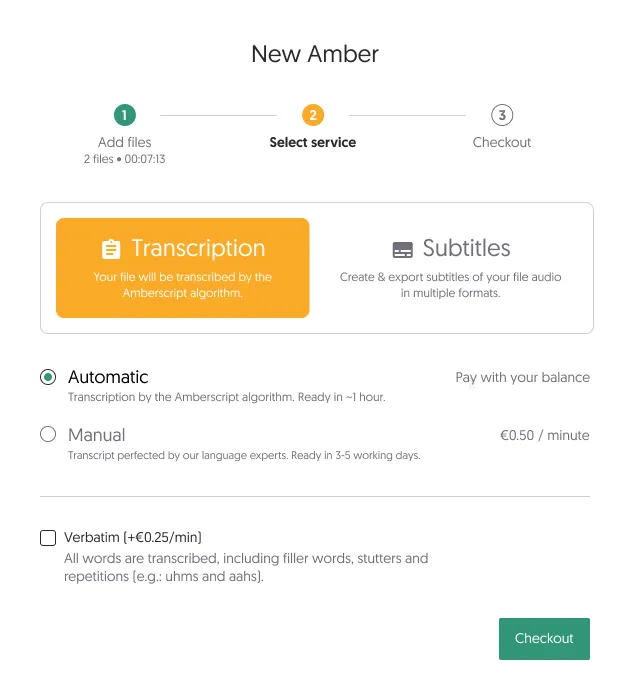 Service selection with extras and pricing